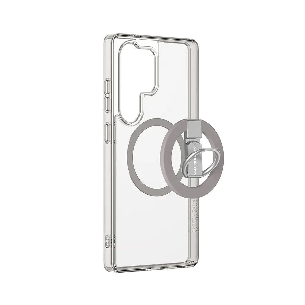 Galaxy S25 Ultra MagSafe Uyumlu Yüzük Standlı Şeffaf Kılıf - Amazingthing Minimal Grip