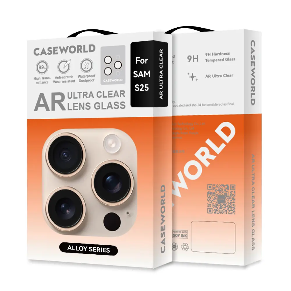 Galaxy S25 Kamera Lens Koruyucu, Oleofobik ve Yansıma Önleyici - CaseWorld Alloy