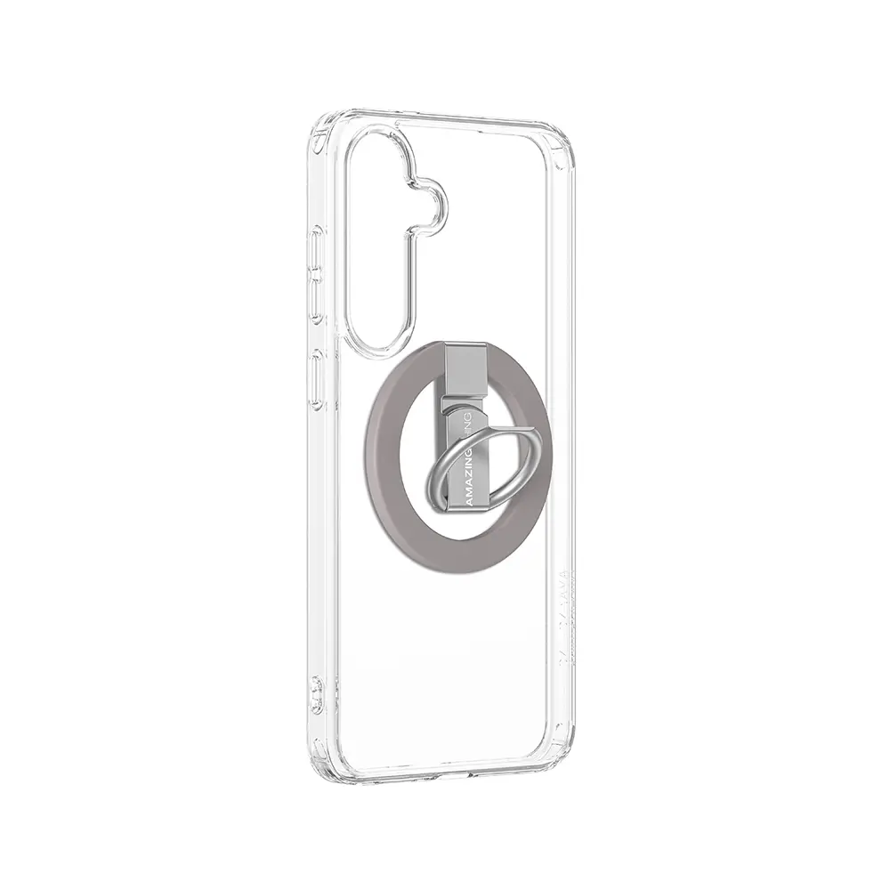 Galaxy S25 MagSafe Uyumlu Yüzük Standlı Şeffaf Kılıf - Amazingthing Minimal Grip