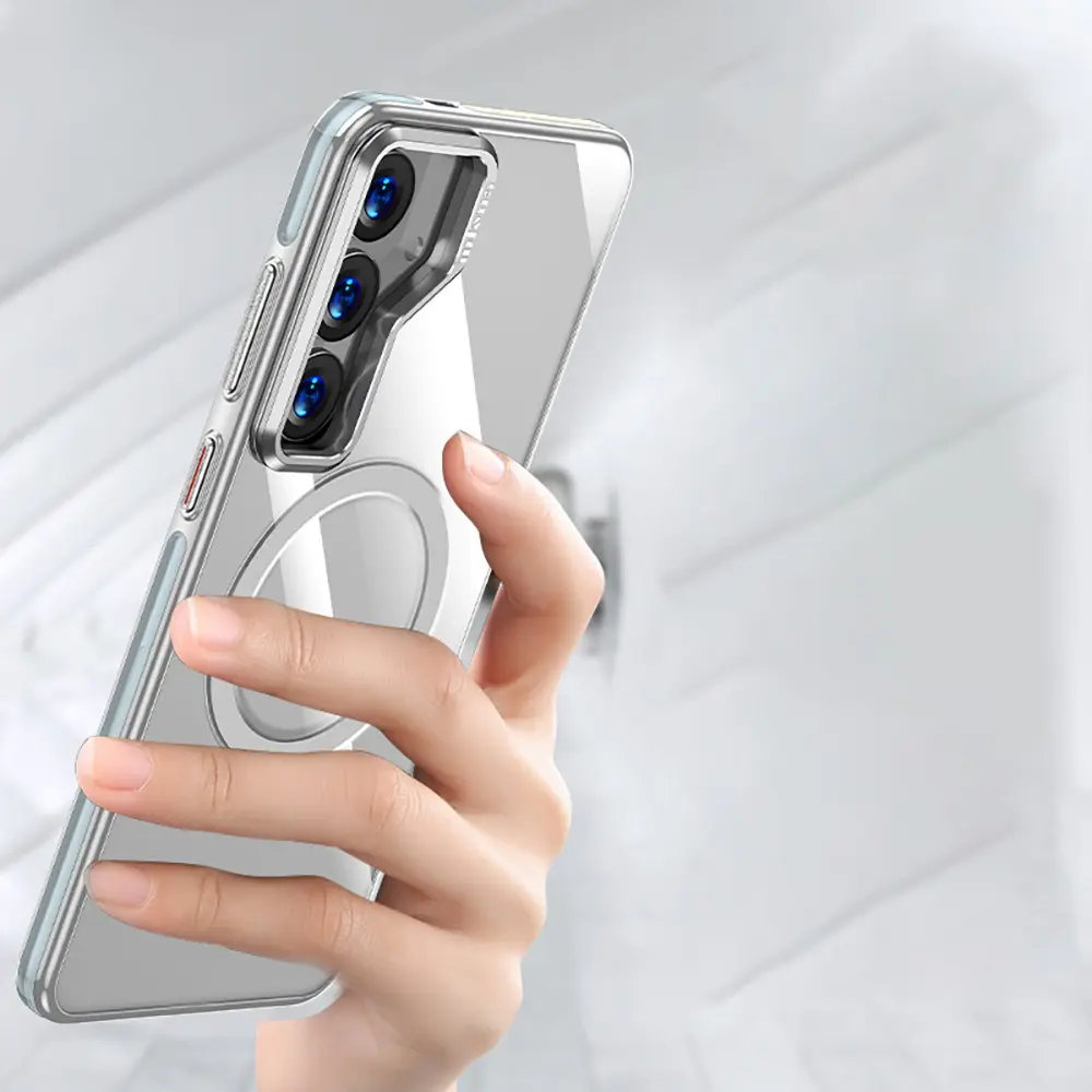 Galaxy S25 Plus MagSafe Uyumlu Şeffaf Standlı Kılıf - Wlons