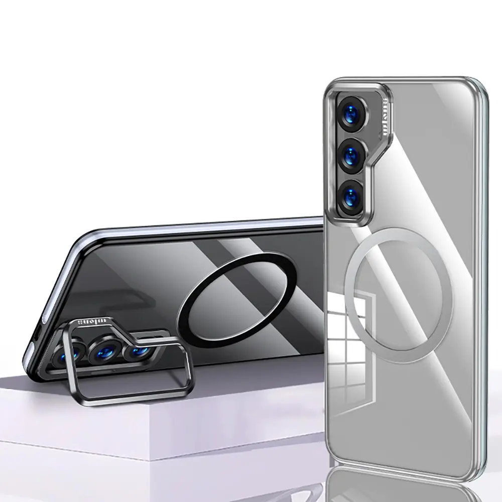 Galaxy S25 Plus MagSafe Uyumlu Şeffaf Standlı Kılıf - Wlons