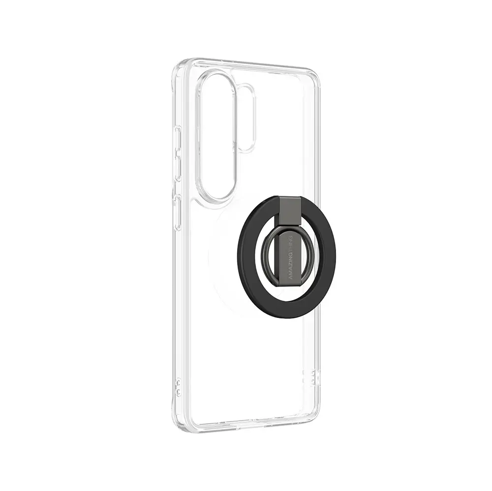 Galaxy S26 Ultra MagSafe Uyumlu Yüzük Standlı Şeffaf Kılıf - Amazingthing Minimal Grip
