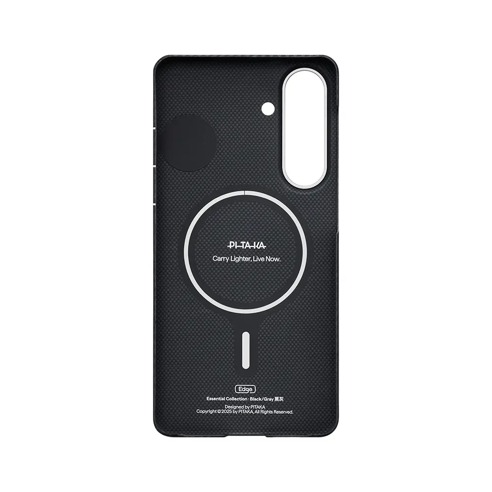 Galaxy S26 MagSafe Uyumlu Aramid Fiber Kılıf - Pitaka Edge Black-Grey Twill