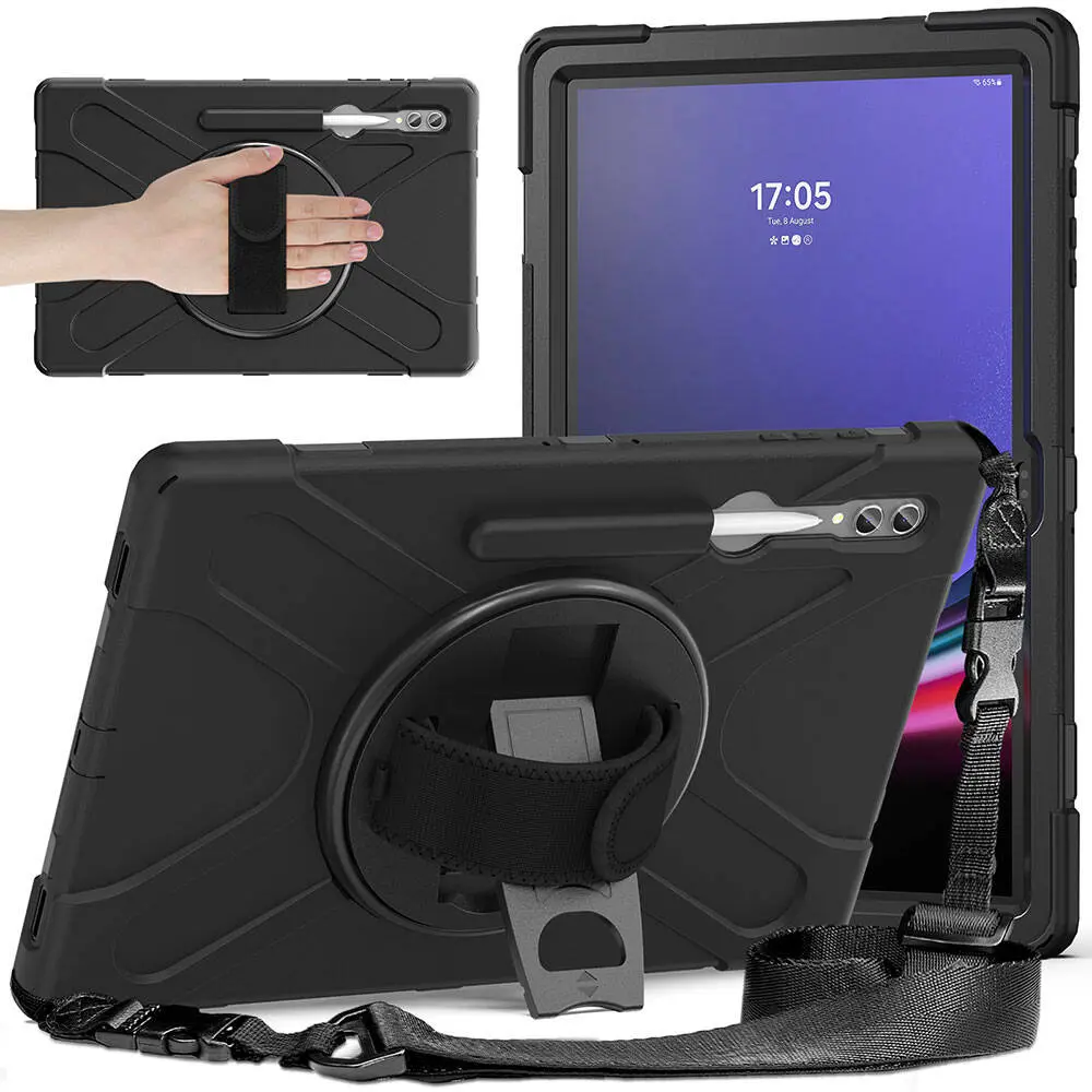 Galaxy Tab S10 Ultra Silikon Kılıf, Ayarlanabilir Askılı - Zore Defender