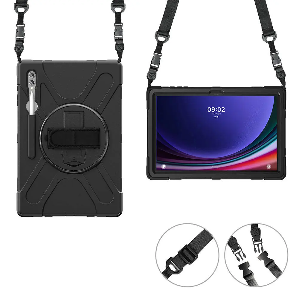 Galaxy Tab S10 Ultra Silikon Kılıf, Ayarlanabilir Askılı - Zore Defender