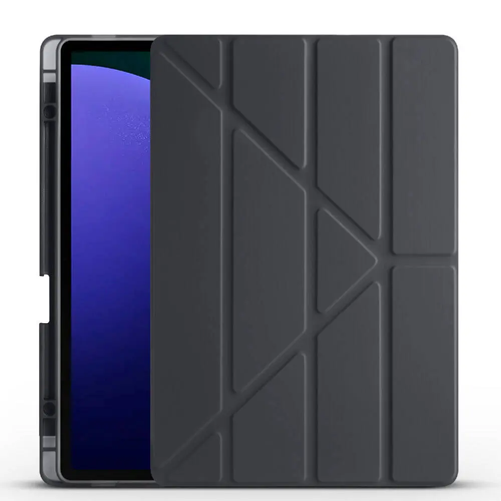 Galaxy Tab S9 Plus Kalem Bölmeli Standlı Kılıf - Zore Tri Folding