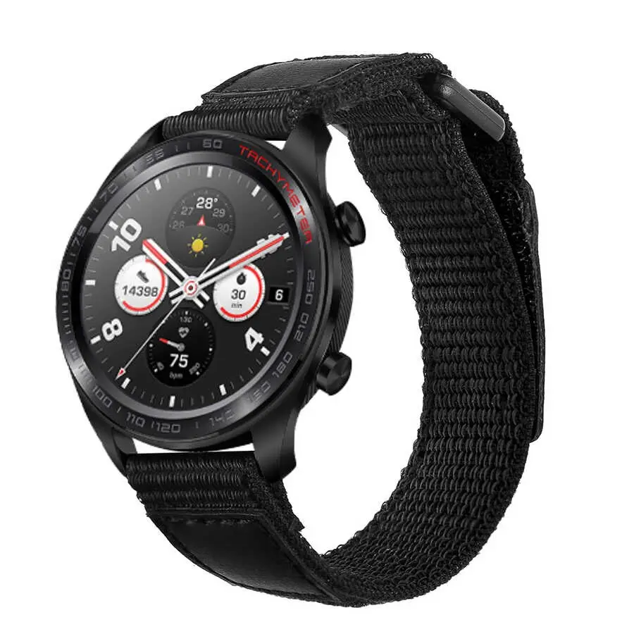 Galaxy Watch 42mm (20mm) Magic Nylon Kordon - Zore Siyah