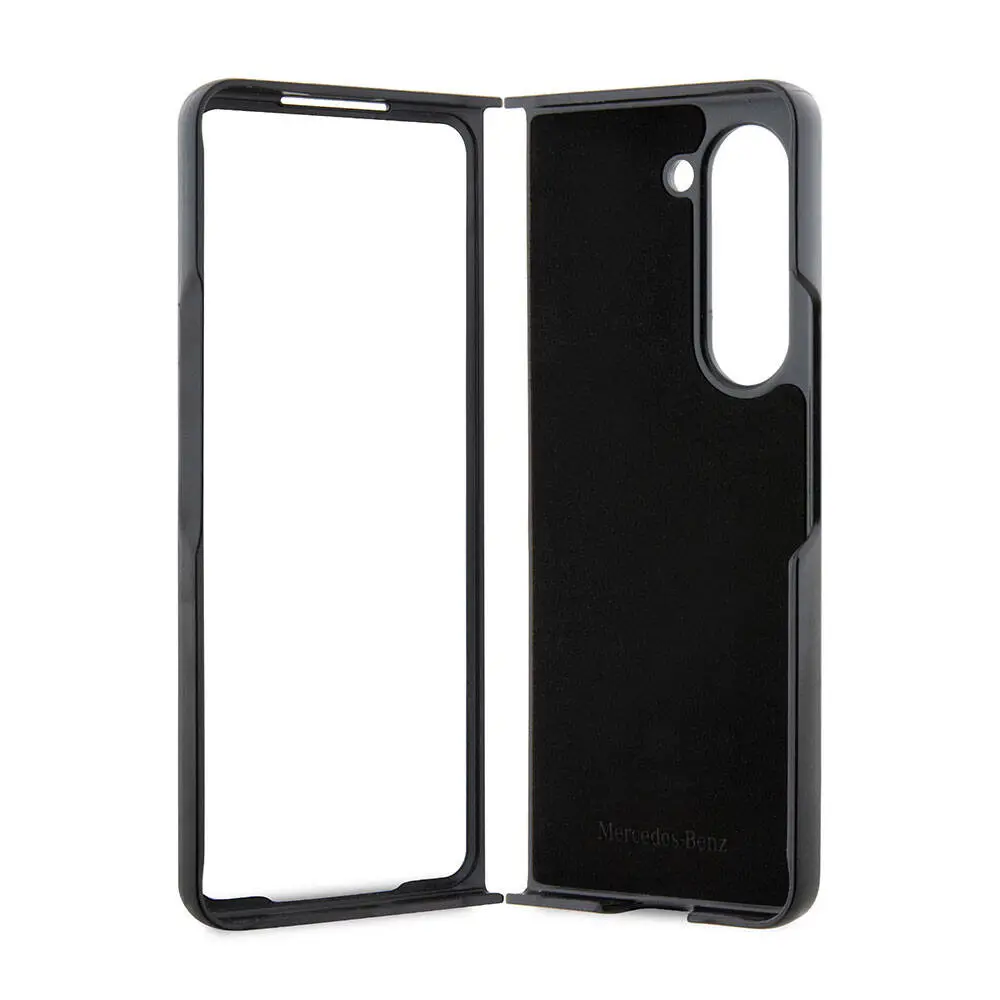 Galaxy Z Fold 5 Mercedes Benz Lisanslı Deri Kılıf, Metal Yıldız Logolu