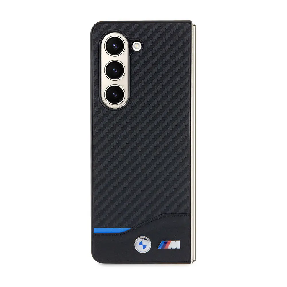 Galaxy Z Fold 5 Kılıf, BMW Lisanslı M Logolu PU Karbon Kapak - Siyah