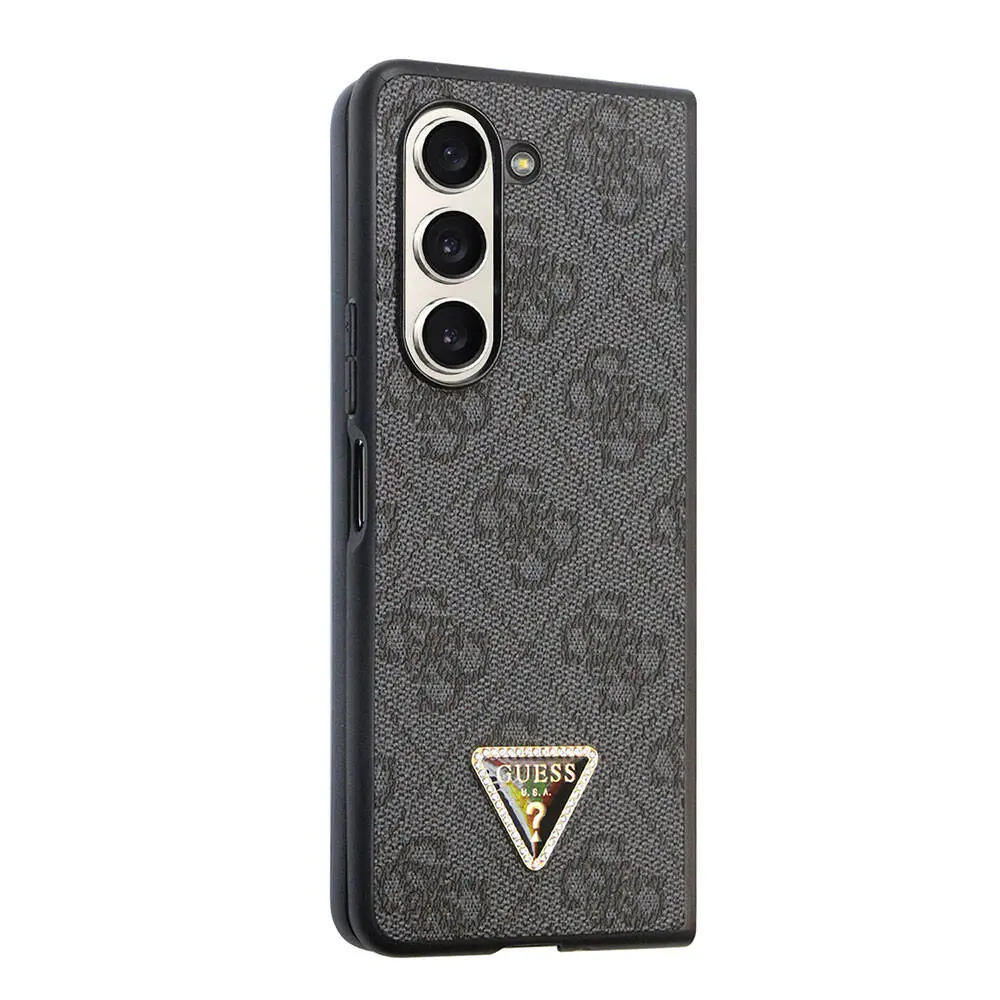 Galaxy Z Fold 5 Kılıf, Lisanslı PU Deri Taşlı Strass Kapak - Guess