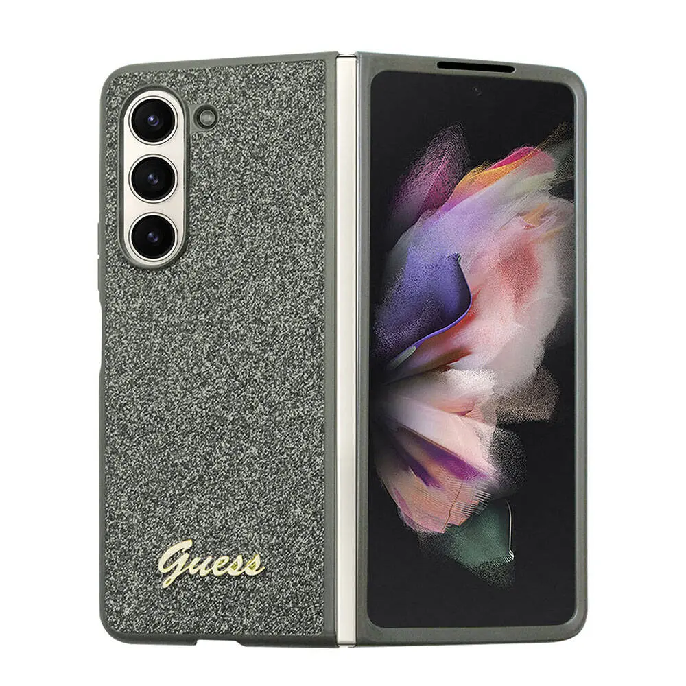 Galaxy Z Fold 5 Kılıf, Guess Lisanslı Glitter Flakes Kapak - Haki