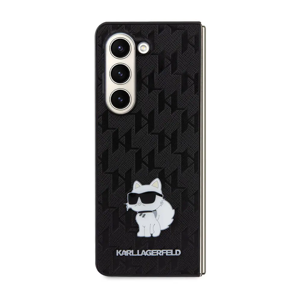Galaxy Z Fold 5 Kılıf, Lisanslı Choupette Desenli Saffiano Kapak - Karl Lagerfeld