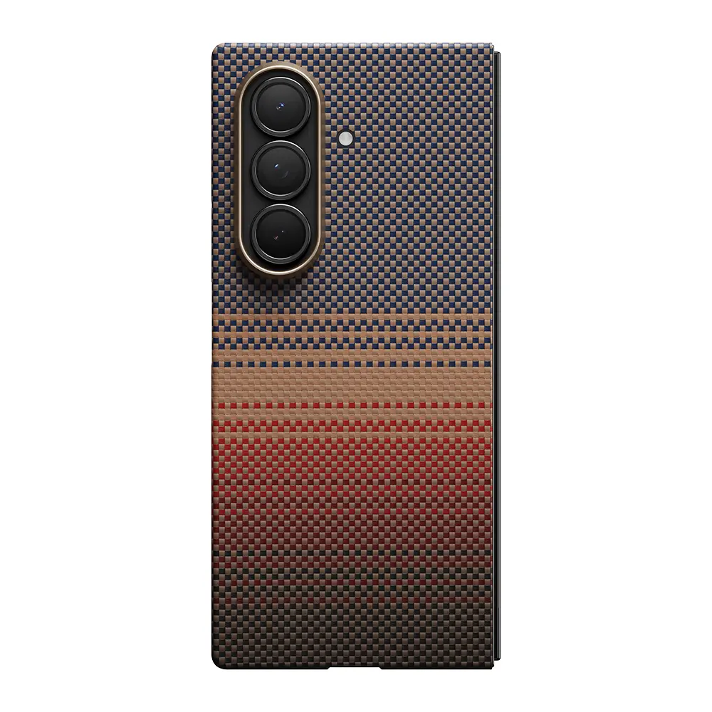 Galaxy Z Fold 7 MagSafe Uyumlu Aramid Fiber Kılıf - Pitaka Tactile Woven Sunset-Moonrise
