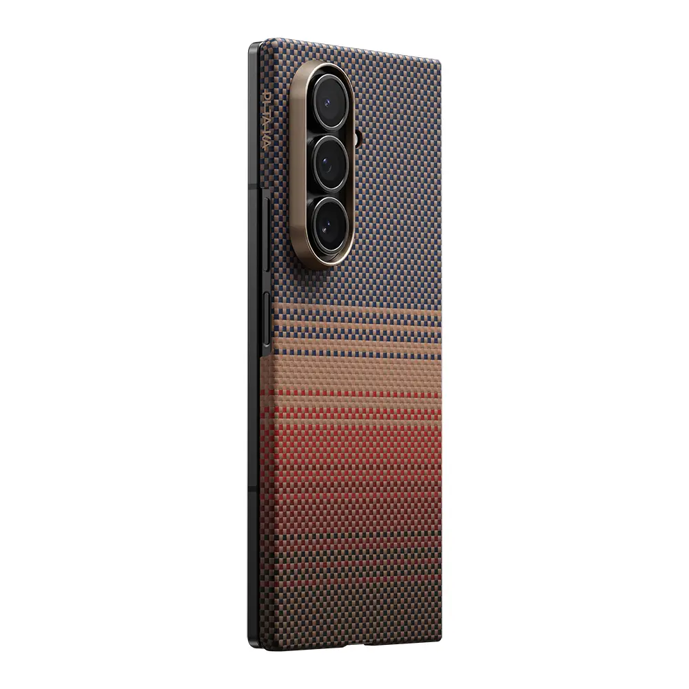 Galaxy Z Fold 7 MagSafe Uyumlu Aramid Fiber Kılıf - Pitaka Tactile Woven Sunset-Moonrise