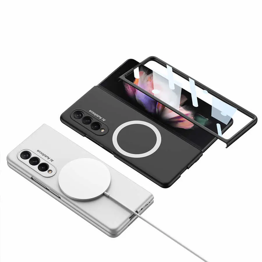 Galaxy Z Fold 3 Kılıf Wireless Şarj Özellikli Zore Kıpta M-safe Kapak