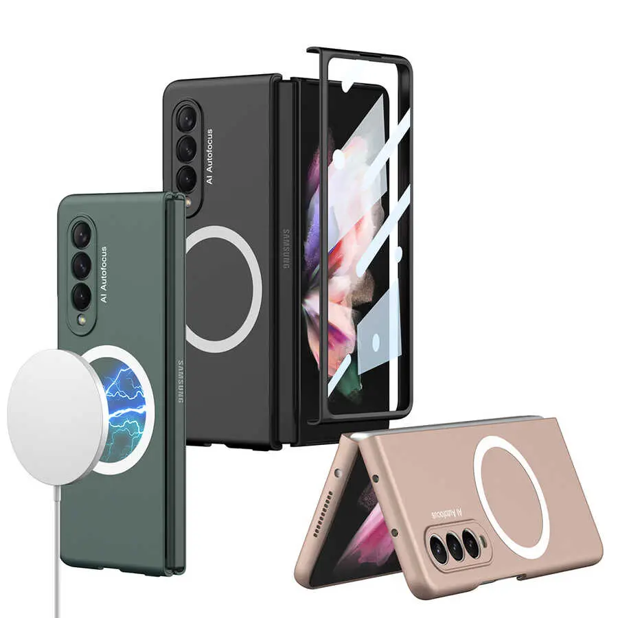 Galaxy Z Fold 3 Kılıf Wireless Şarj Özellikli Zore Kıpta M-safe Kapak