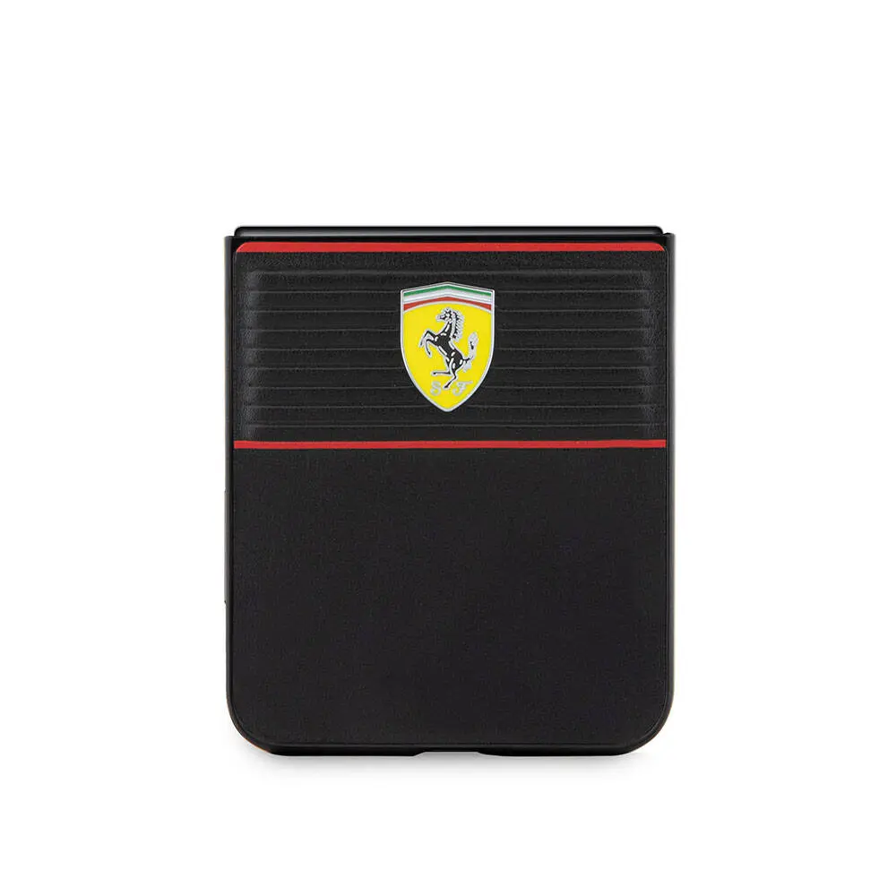 Galaxy Z Flip 5 Ferrari Lisanslı PU Deri Metal Logolu Kılıf