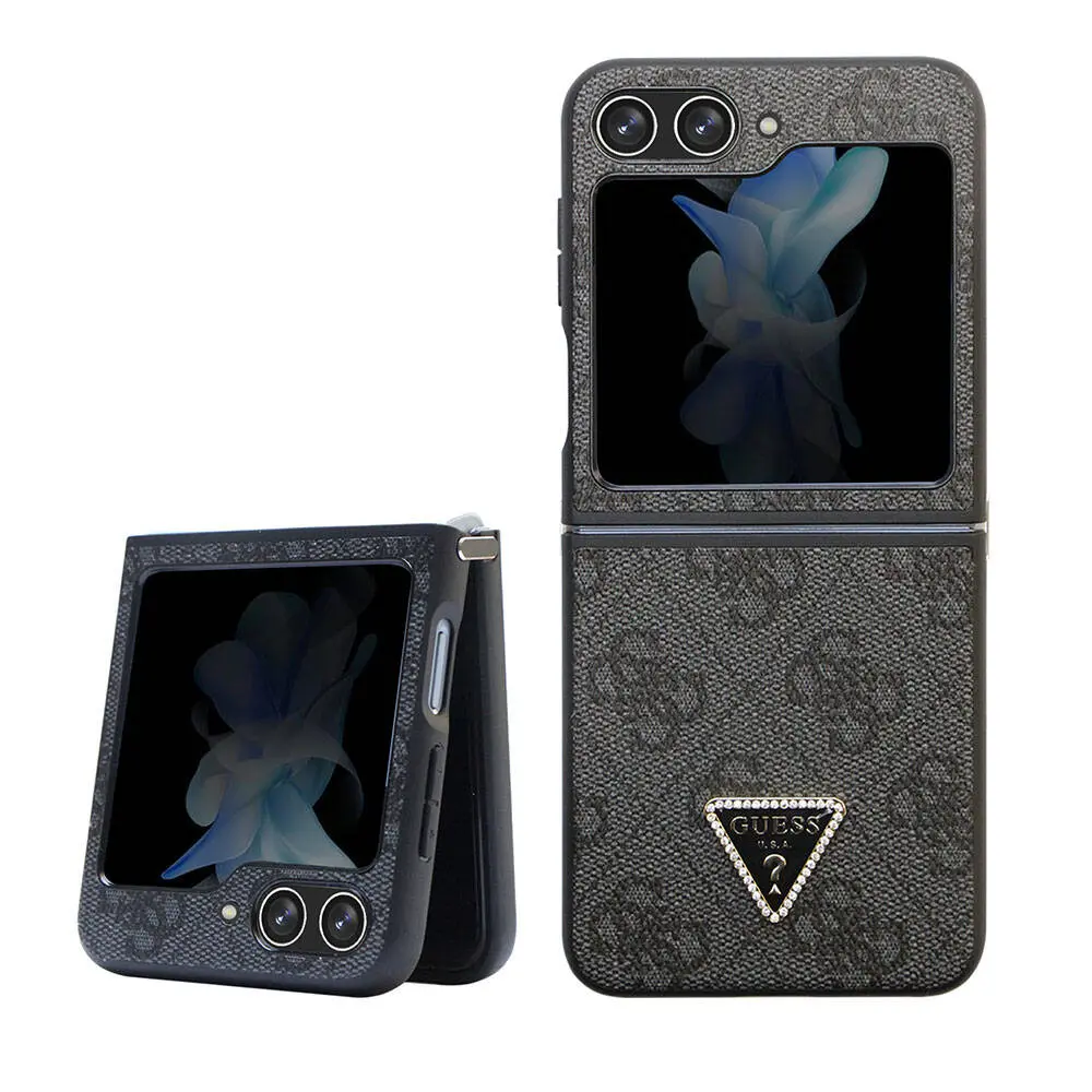 Galaxy Z Flip 5 Kılıf, Lisanslı PU Deri Taşlı Strass Kapak - Guess