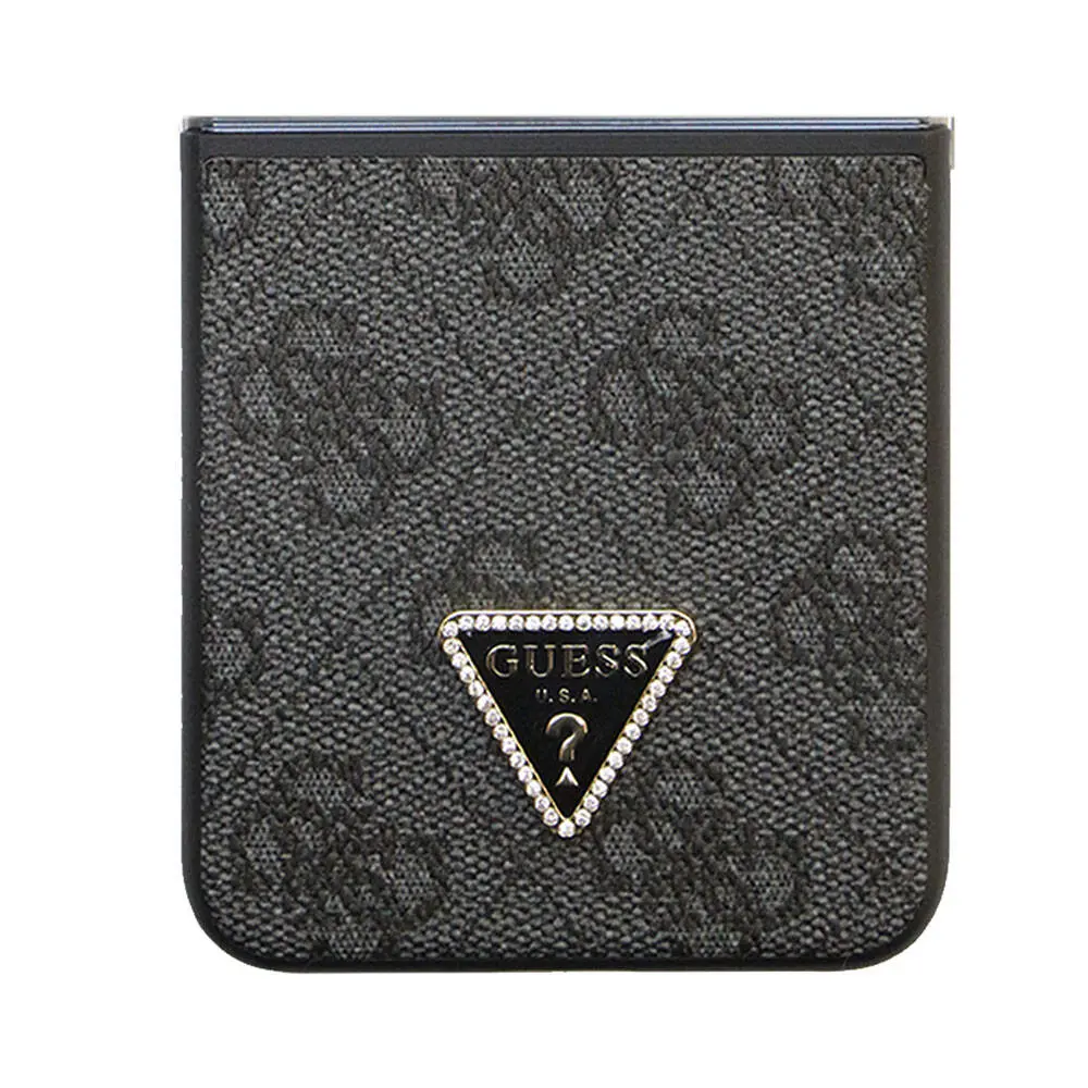 Galaxy Z Flip 5 Kılıf, Lisanslı PU Deri Taşlı Strass Kapak - Guess