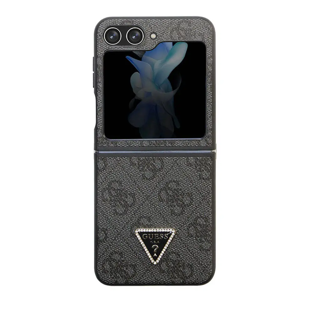 Galaxy Z Flip 5 Kılıf, Lisanslı PU Deri Taşlı Strass Kapak - Guess