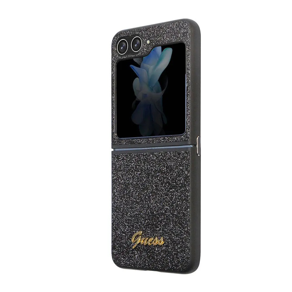 Galaxy Z Flip 5 Kılıf, Lisanslı Glitter Script Kapak - Guess