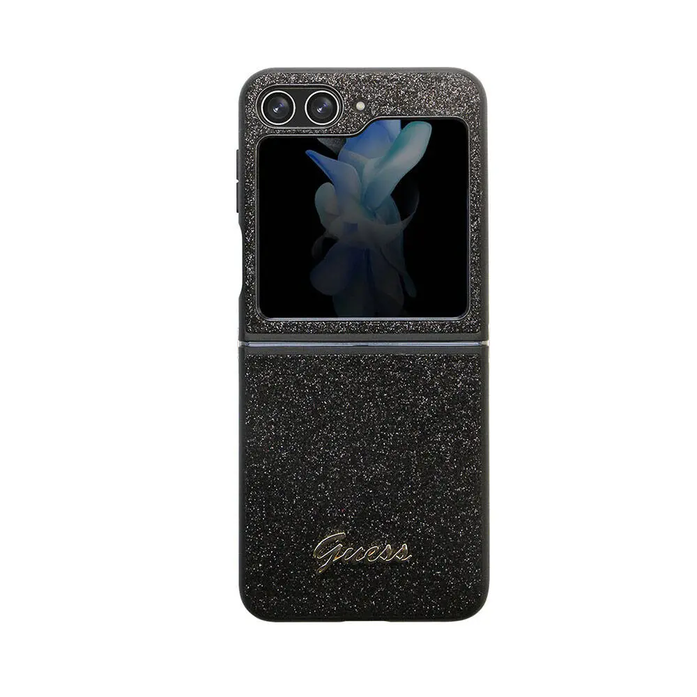 Galaxy Z Flip 5 Kılıf, Lisanslı Glitter Script Kapak - Guess