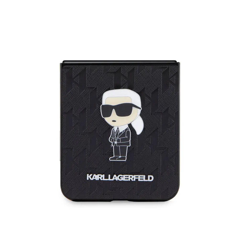 Galaxy Z Flip 5 Kılıf, Lisanslı Karl Lagerfeld Saffiano Kapak - Siyah