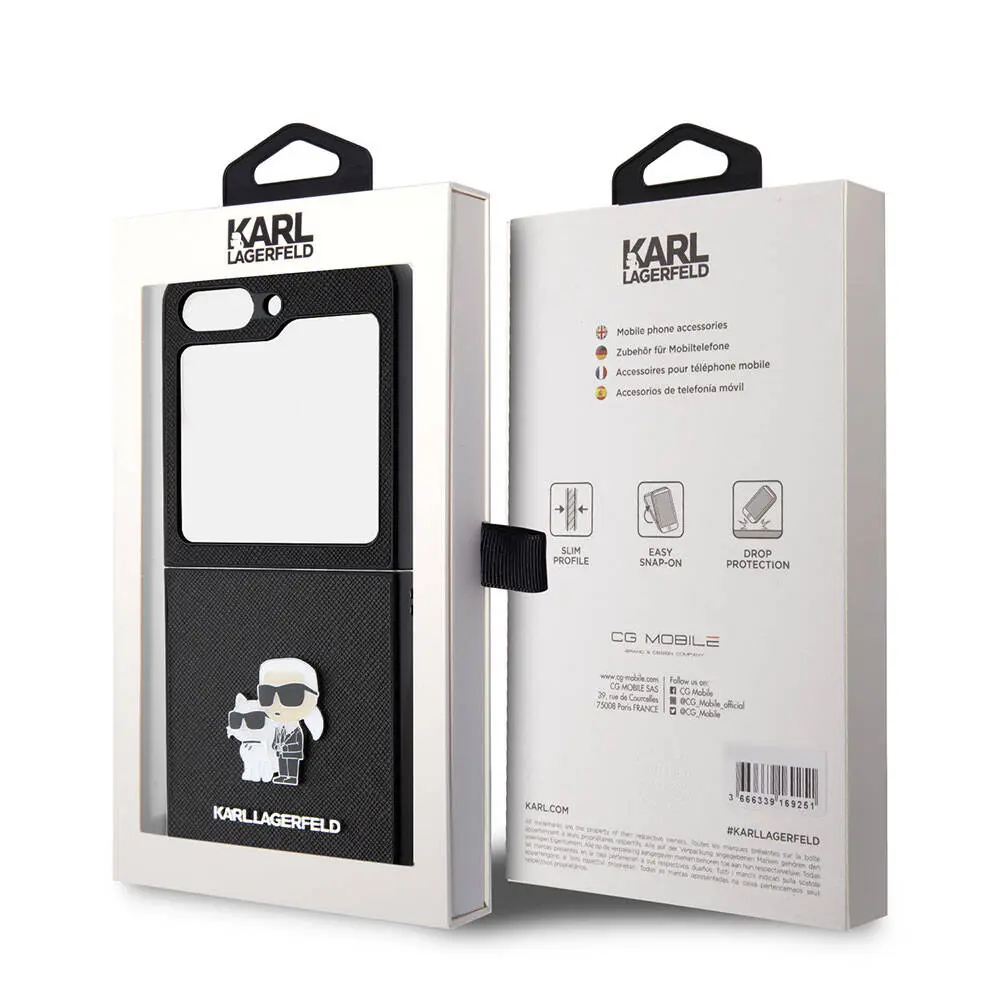 Galaxy Z Flip 5 Kılıf, Lisanslı Saffiano Kapak - Karl Lagerfeld