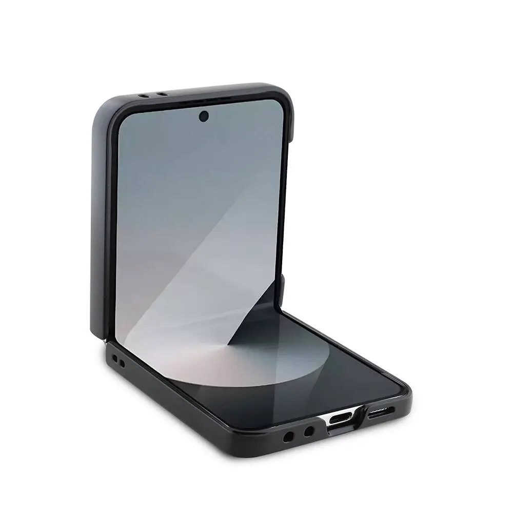Galaxy Z Flip 6 Deri Görünümlü Metal Logolu Kılıf - Guess Lisanslı