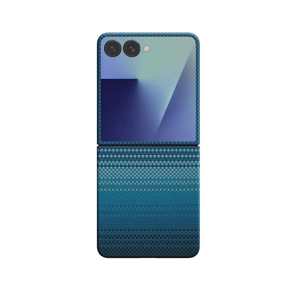 Galaxy Z Flip 7 MagSafe Uyumlu Aramid Fiber Kılıf - Pitaka Tactile Woven Sunset-Moonrise