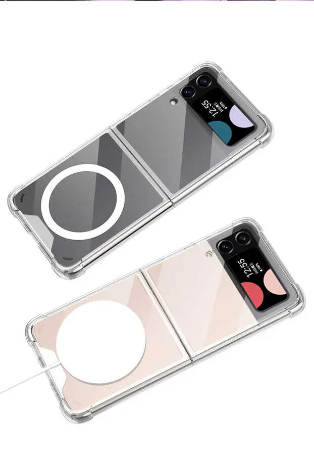 Galaxy Z Flip 3 Kılıf Wireless Şarj Özellikli Airbagli Zore Kıpta Anti Shock M-safe Kapak