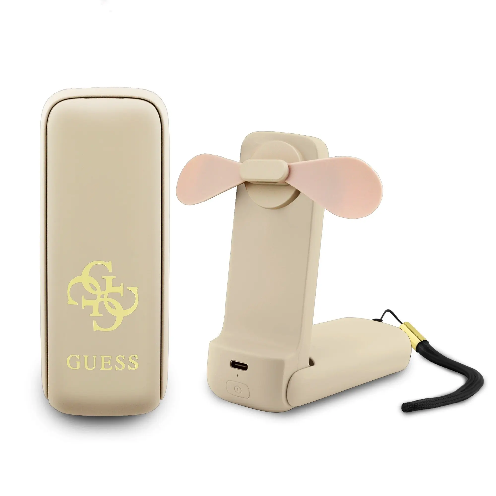 Guess Lisanslı Katlanabilir Portatif El Fanı, 3 Kademeli ve Aynalı