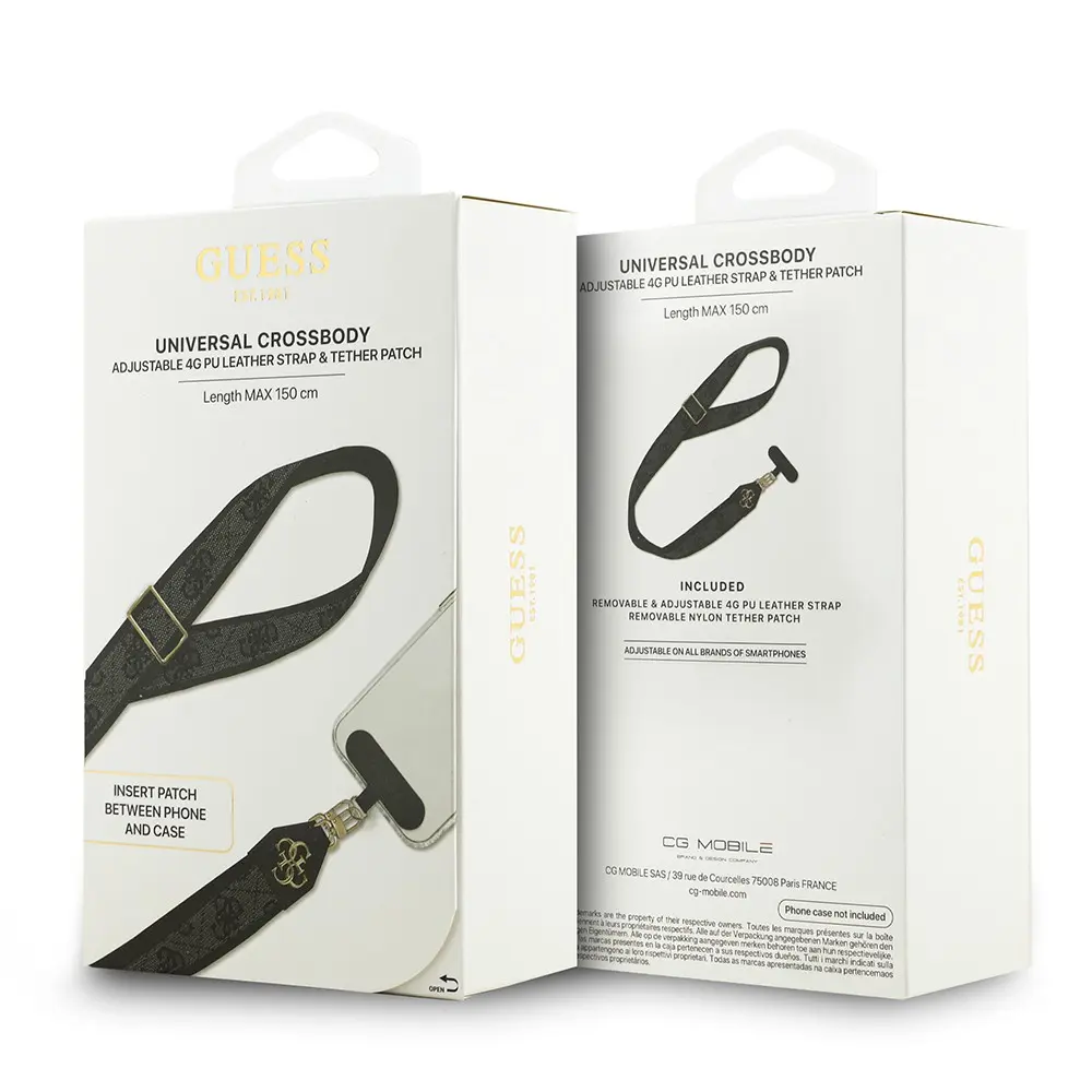 Guess 4G Desenli Çapraz Vücut Telefon Askı Kayışı, 150 cm