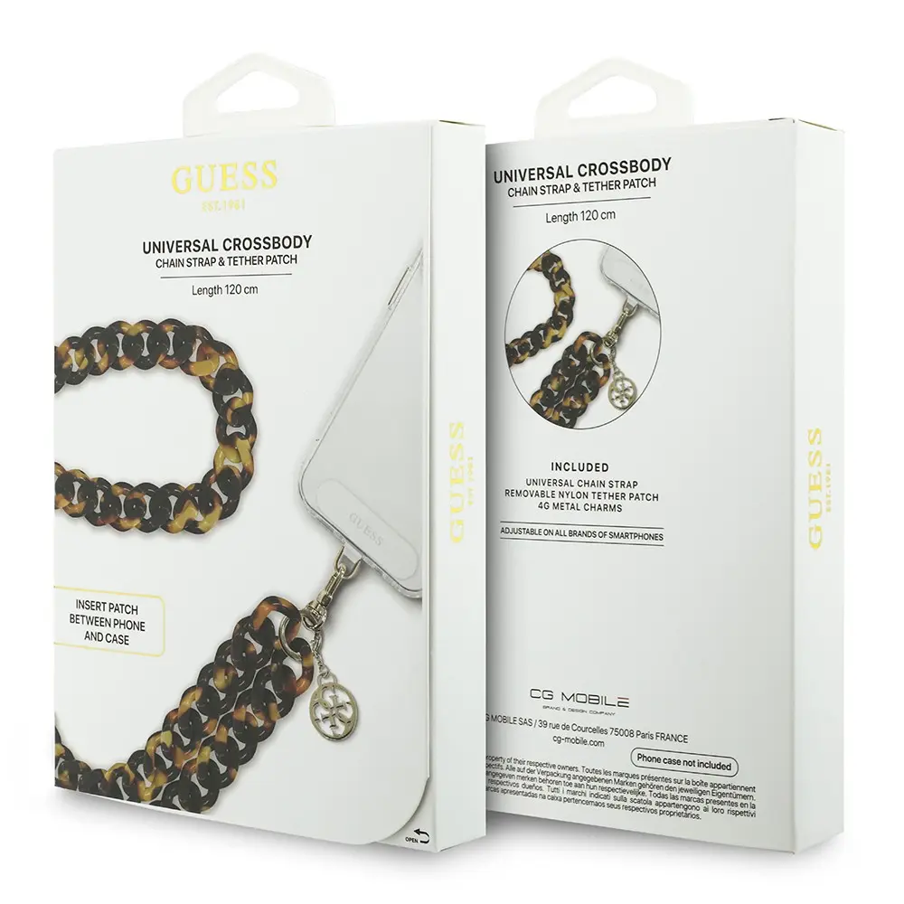 Guess Lisanslı 4G Metal Logolu Telefon Askı İpi, 120 cm Çapraz Kayış
