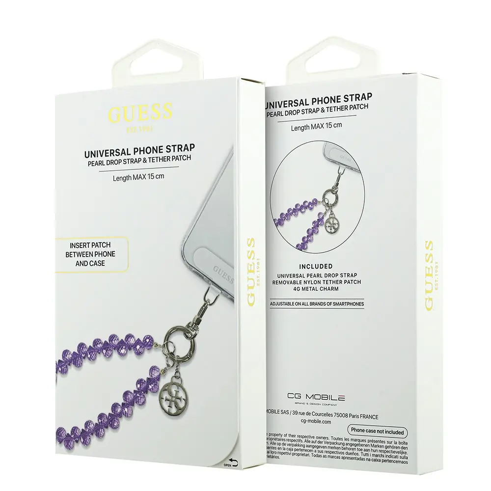 Guess Lisanslı 4G Metal Logolu Kristal Taşlı Telefon Bilek Askı Zinciri