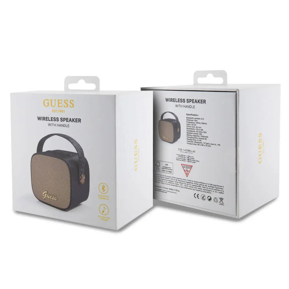 Guess Askılı PU Deri Bluetooth Hoparlör, 5W ve 1200 mAh