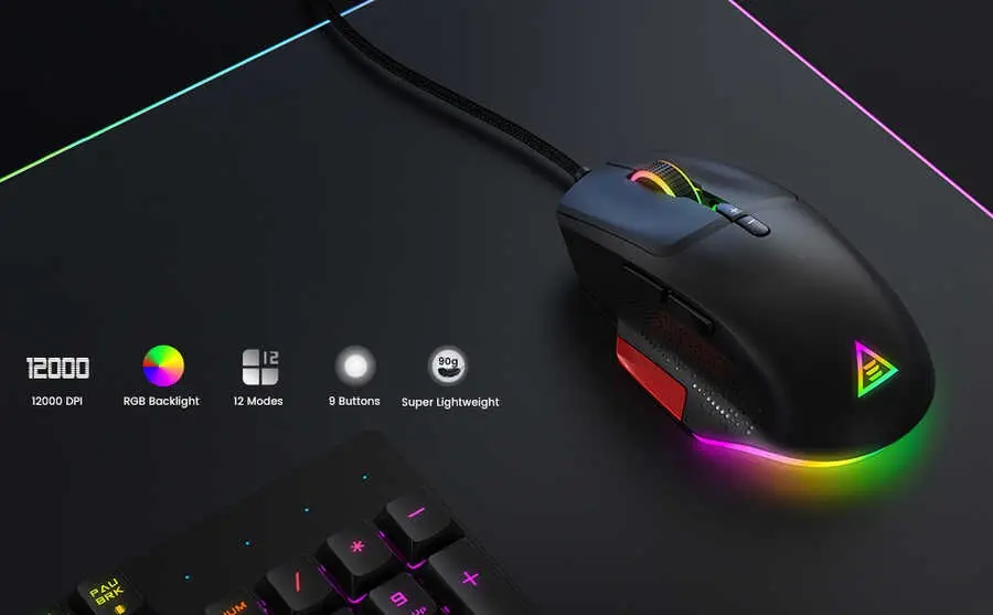Eksa EM600 Kablolu Oyuncu Mouse, 12 Modlu RGB Işıklı ve 12000 DPI