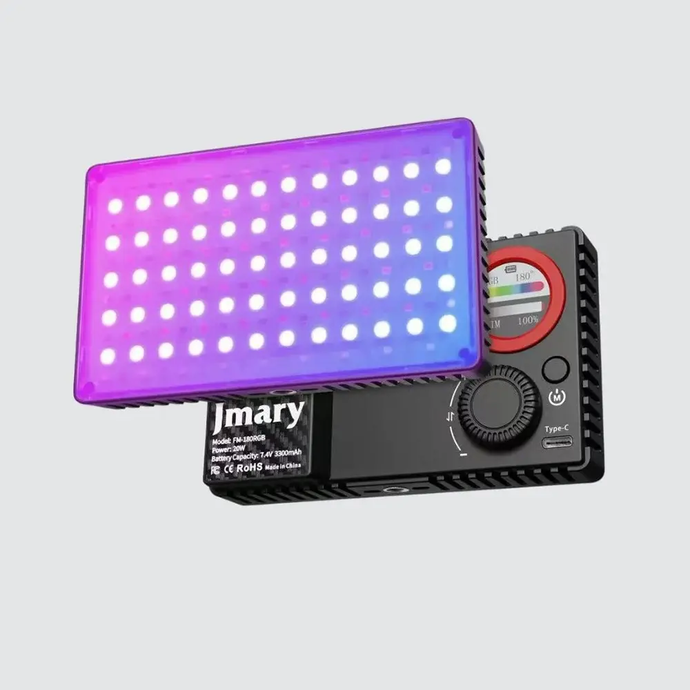 Jmary FM-180RGB RGB LED Telefon ve Kamera Üstü Video Işığı, 20W