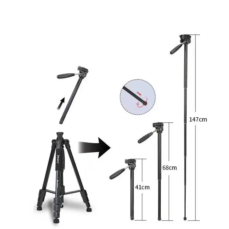 Jmary KP2274 Tripod, 167 cm Uzunluk ve Monopod Kullanımı