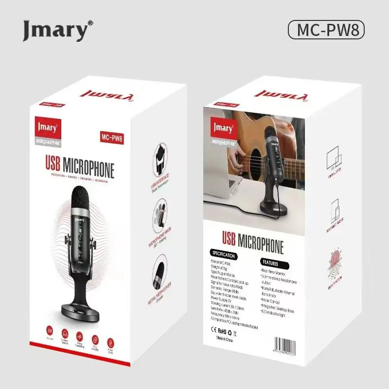 Jmary MC-PW8 Type-C Stüdyo Mikrofonu, Gürültü Önleyici ve Anti-Şok