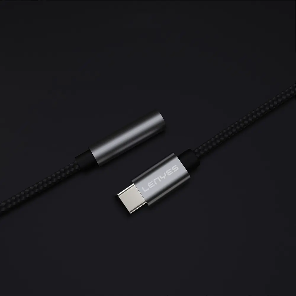 Lenyes AX105 Type-C to 3.5mm Aux Çevirici Örgülü Ses Adaptörü