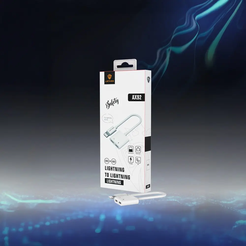 Lenyes AX92 Lightning to Lightning 2'si 1 Arada Şarj ve Kulaklık Dönüştürücü