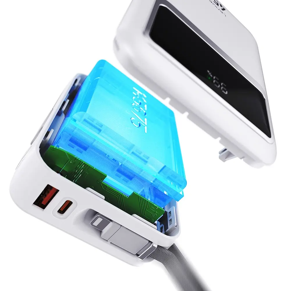 Lenyes C04-A 20000mAh 45W Powerbank, Type-C ve Lightning Kablolu