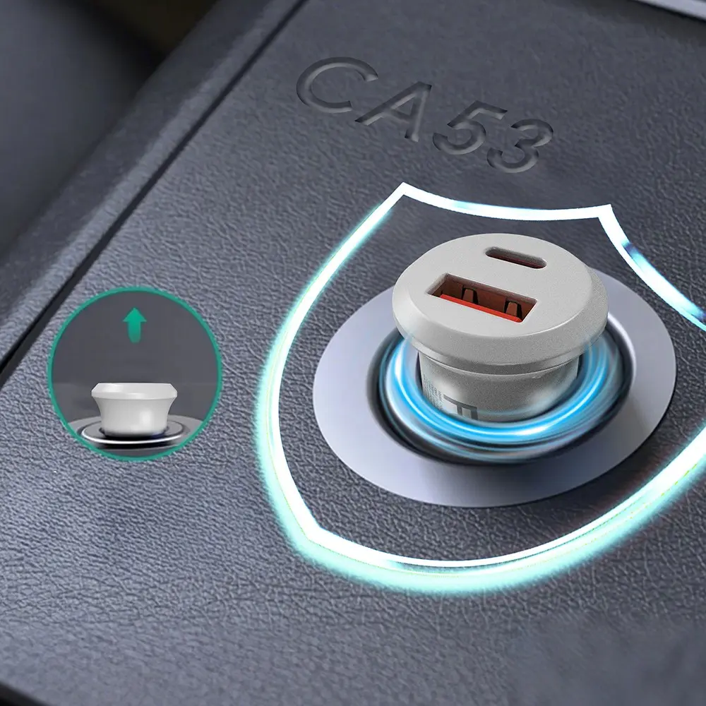 Lenyes CA53 Mini Araç Şarj Aleti, USB-C PD 30W ve USB-A QC 18W