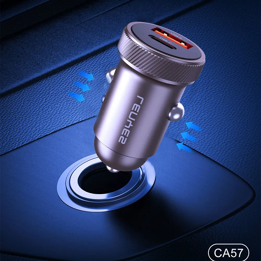 Lenyes CA57 30W Mini Araç Şarj Aleti, Dual Type-C + USB-A