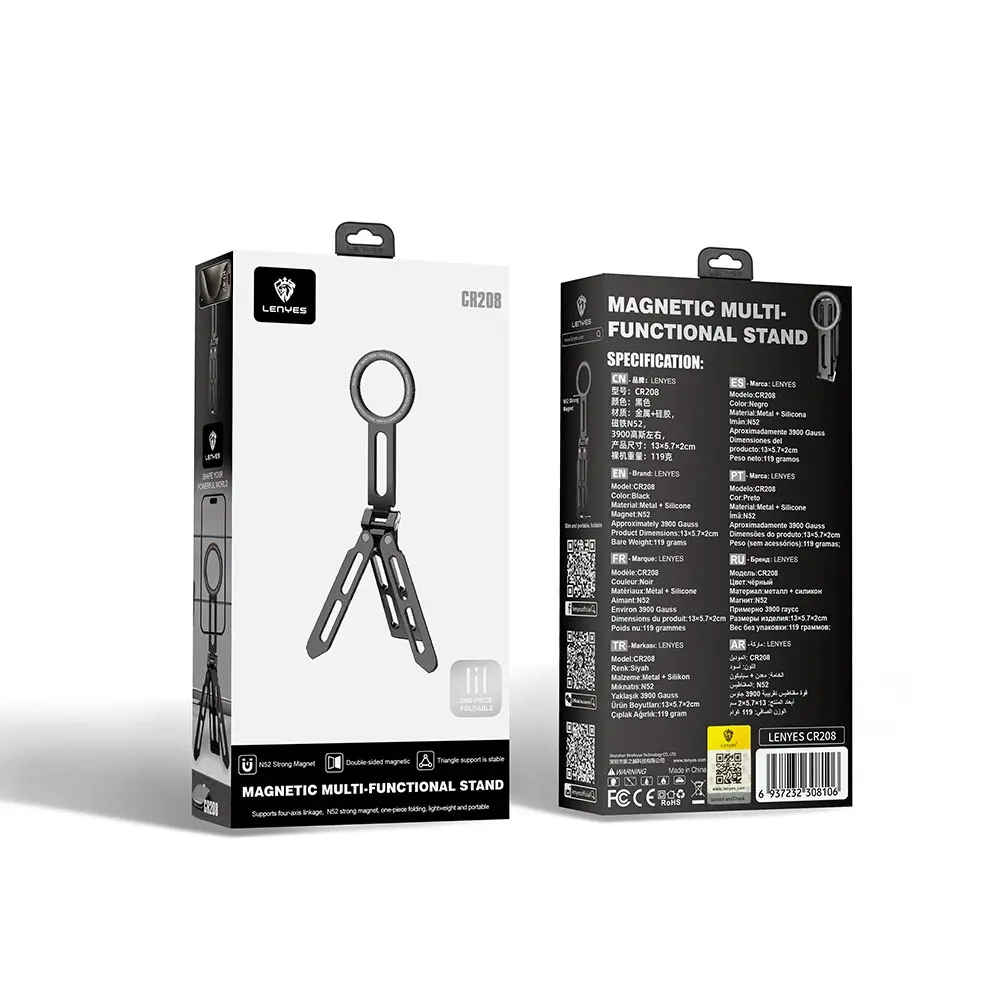 Lenyes CR208 Ayarlanabilir Manyetik Telefon Standı, Katlanabilir
