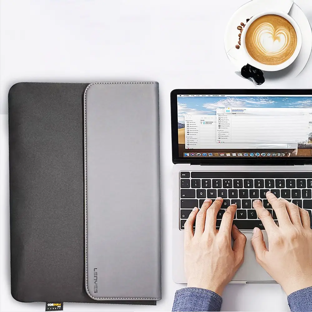 Lenyes LB503 Darbe Emici Su Geçirmez PU Cordura Kumaş 13-14 inç Laptop Çantası