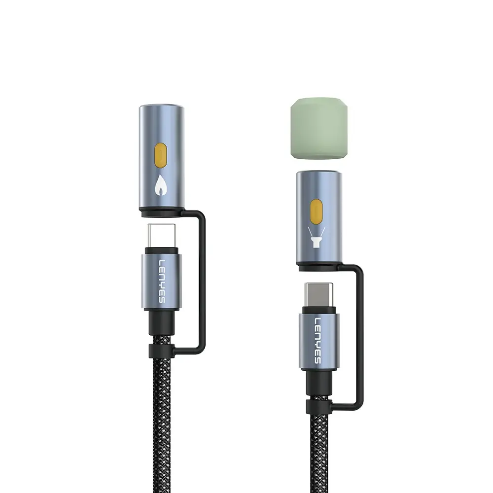 Lenyes LC111 4'ü 1 Arada 60W Şarj Kablosu, Fener ve Çakmaklı 1 m