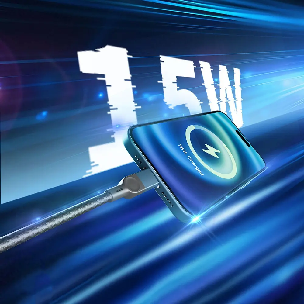 Lenyes LC514 USB-A to Lightning Örgülü Şarj ve Data Kablosu, 15W 1M
