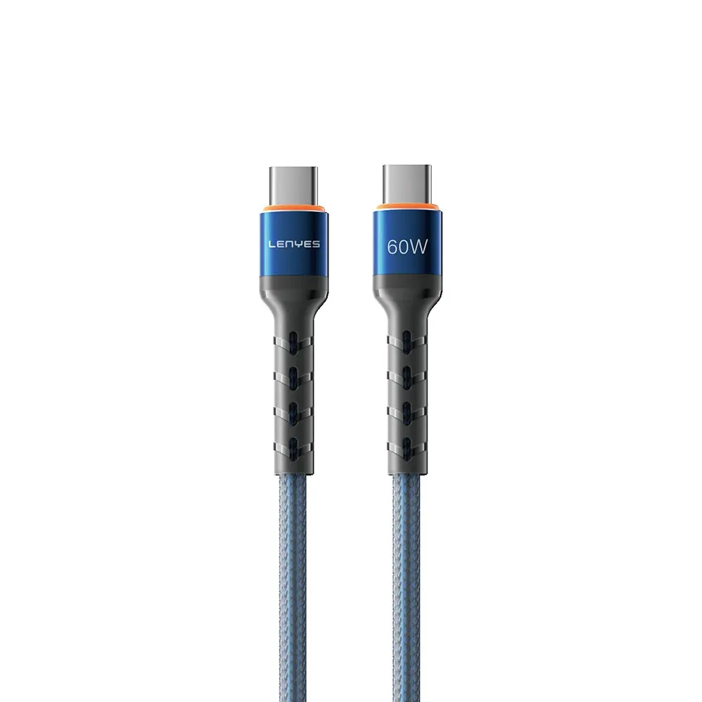 Lenyes LC515 Type-C to Type-C 60W Örgülü Şarj ve Data Kablosu, 1 m